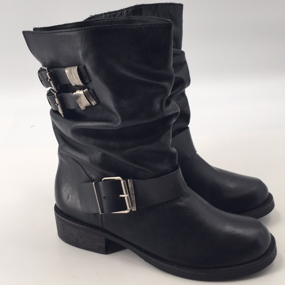Matisse Shoes - Matisse Arion black leather buckle Moto Boots 10